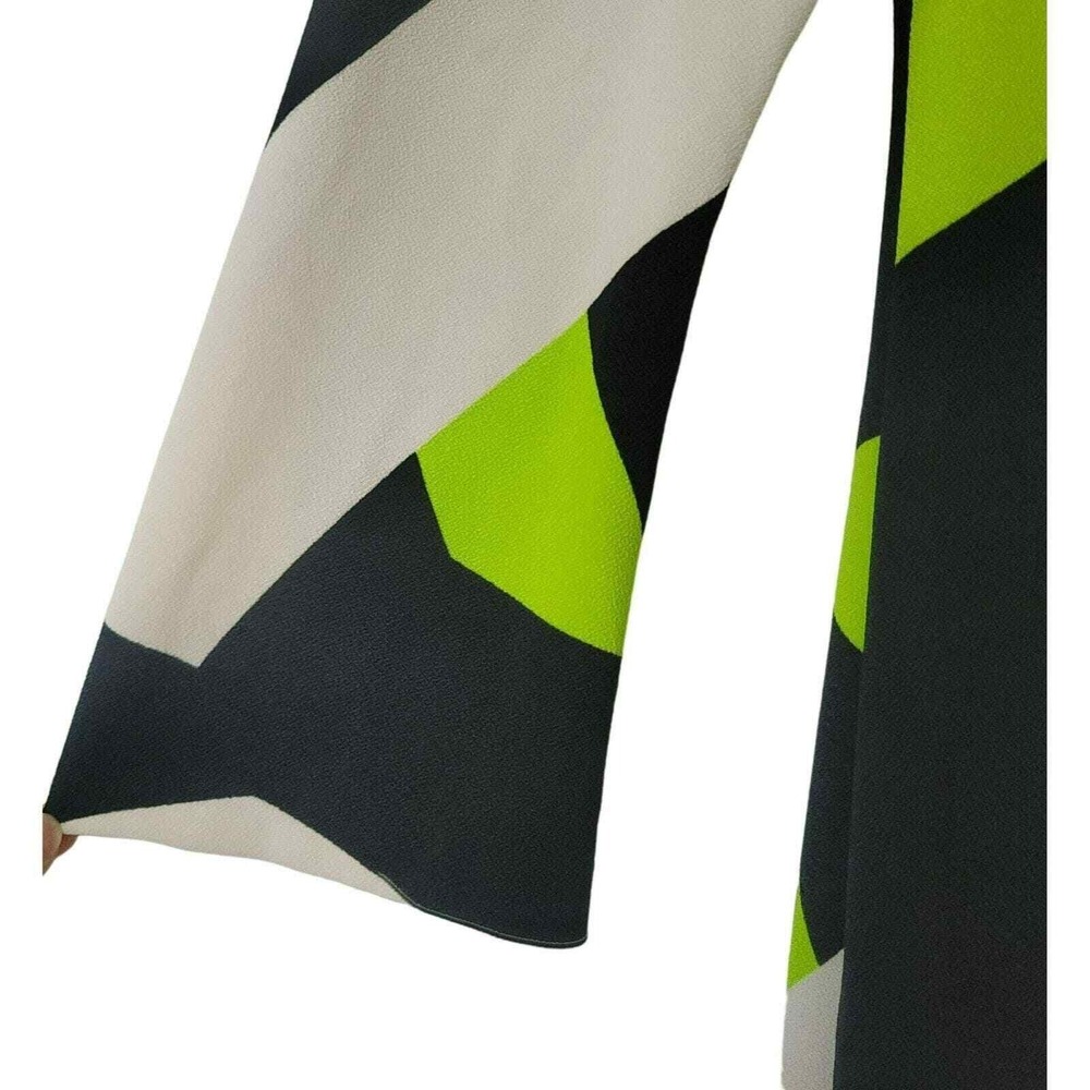 Didier Parakian Womens USA 6 Geometric Abstract V-Neck Empire Waist Dress Green - Picture 3 of 8
